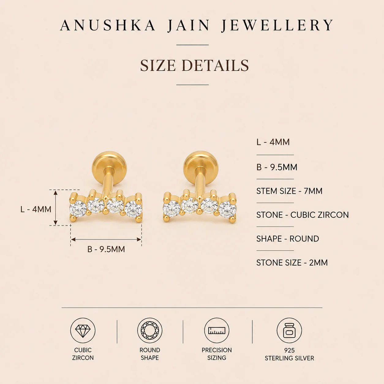 Curved Diamond Studs - Image 6