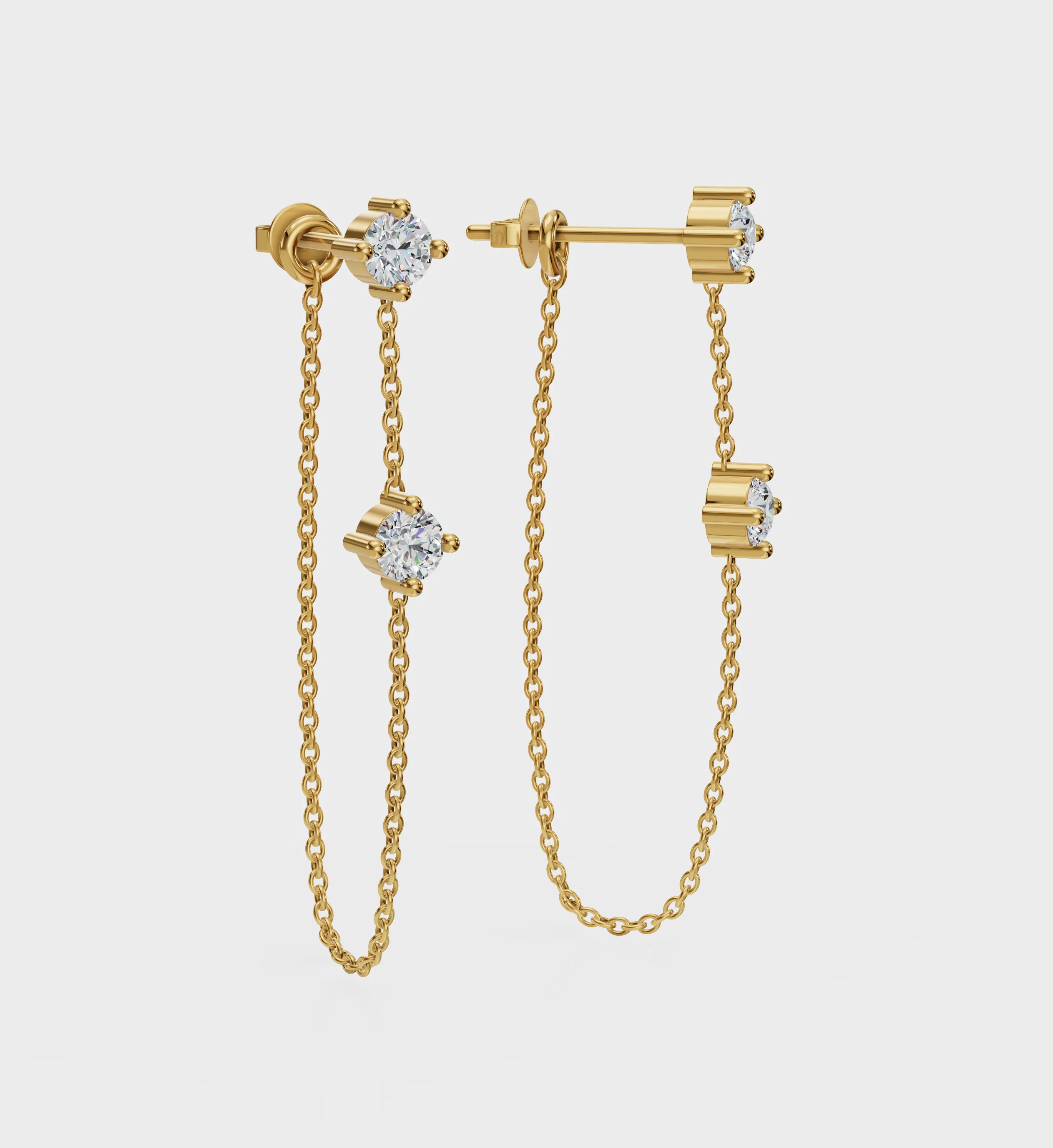 Double Stud Chain Earrings - Image 3