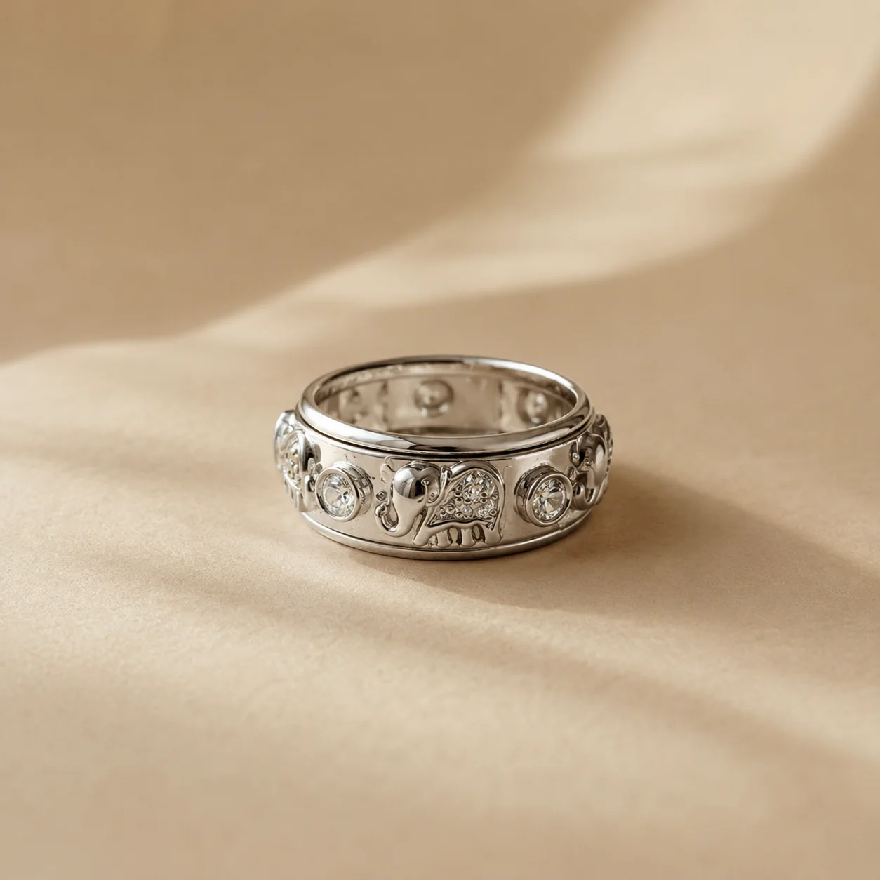 Elephant Charm Band Ring - Image 4