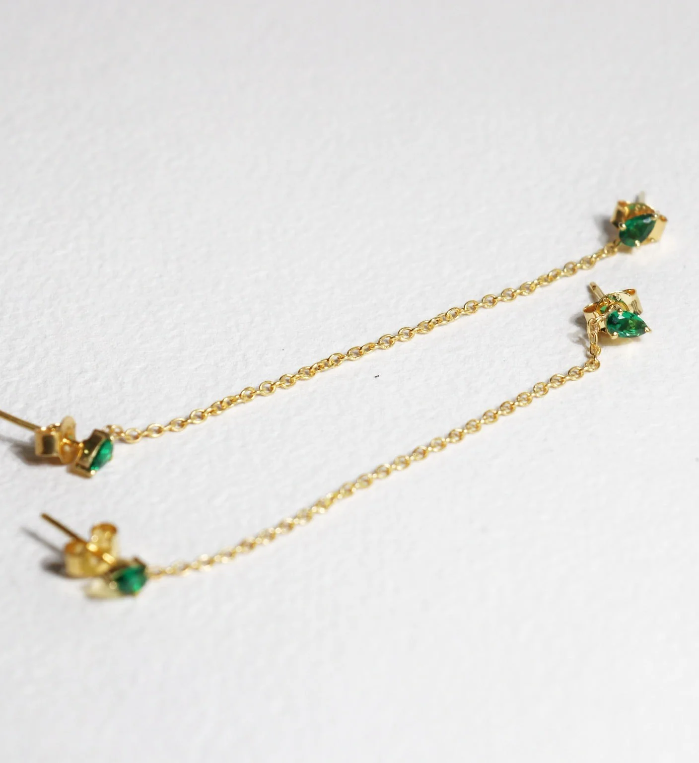 Emerald Drop Ear Chain - Image 4