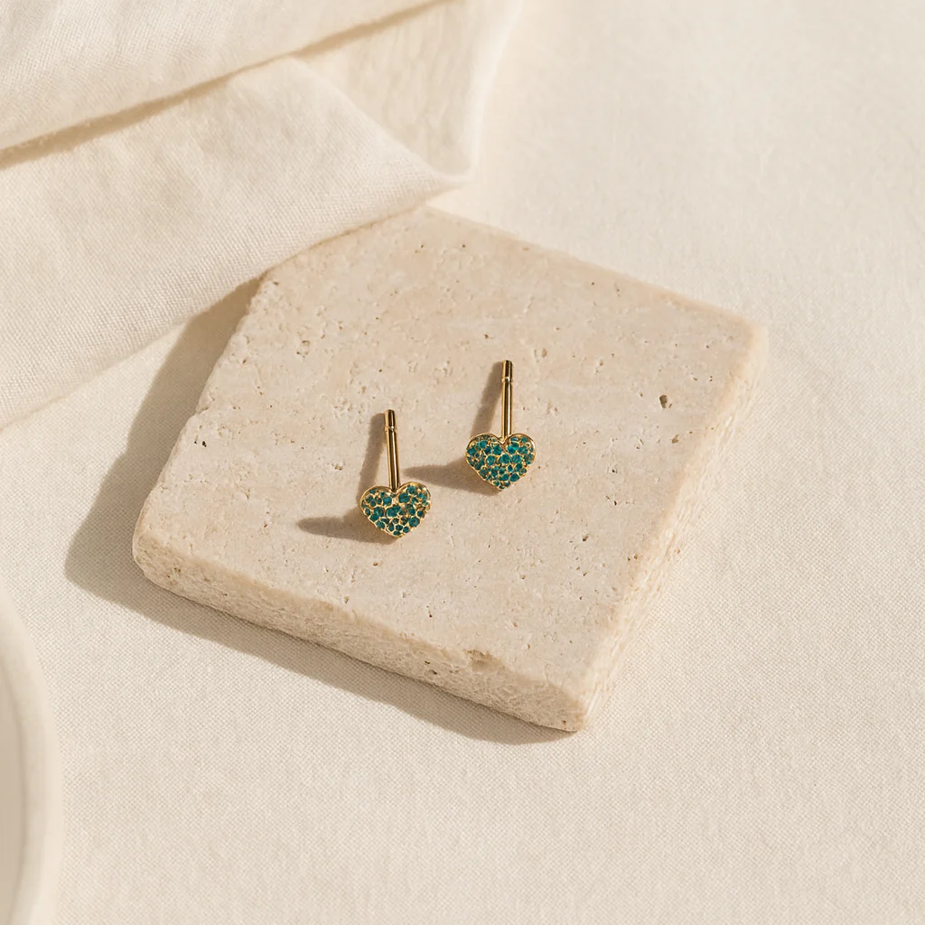 Emerald Heart Studs - Image 7