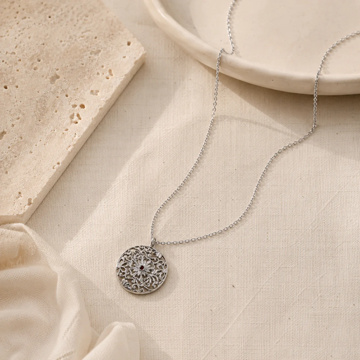 Garnet Halo Necklace - Image 5