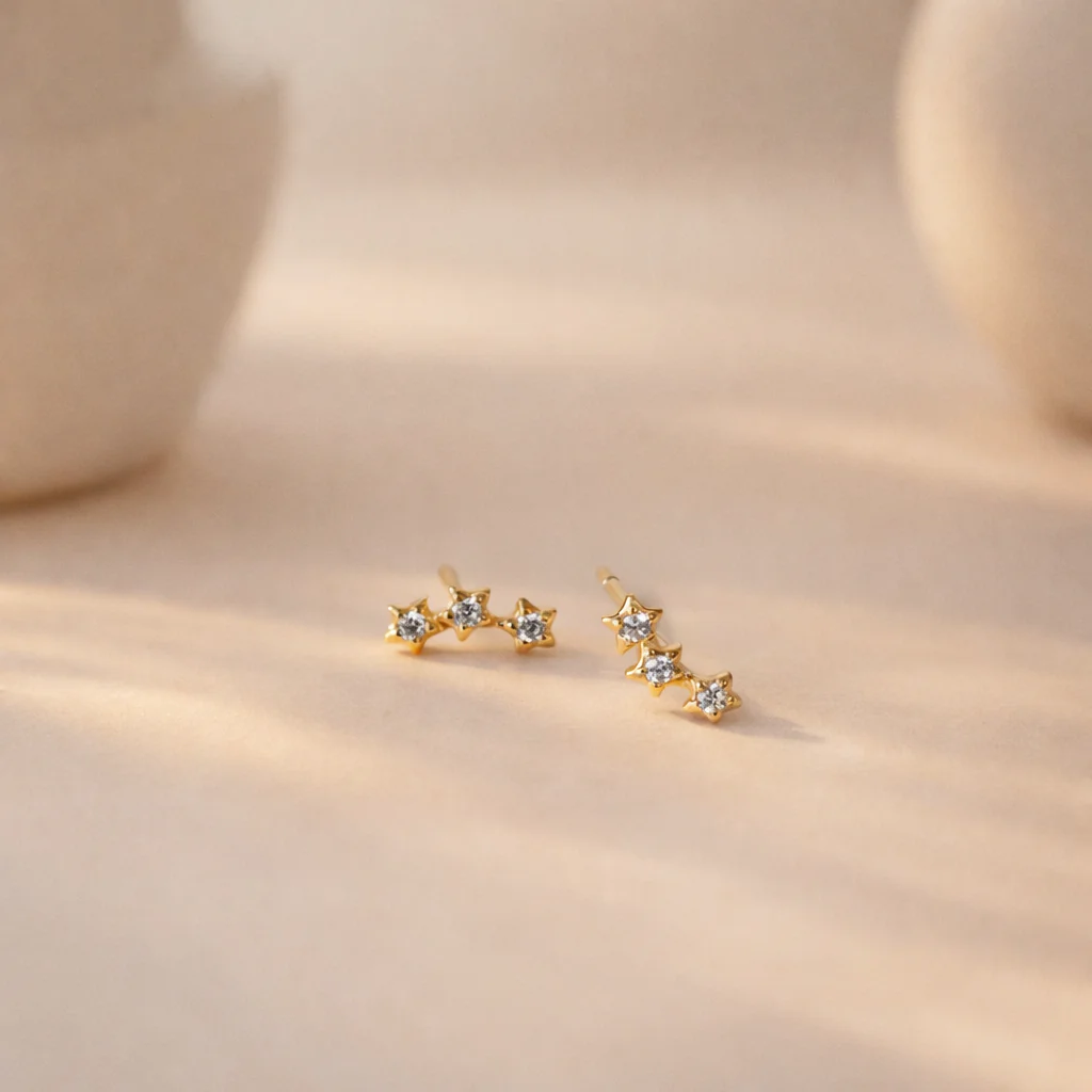 Petite Diamond Curve Studs - Image 3