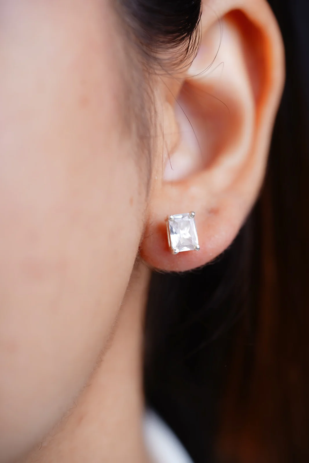 Rectangle Diamond Studs - Image 2