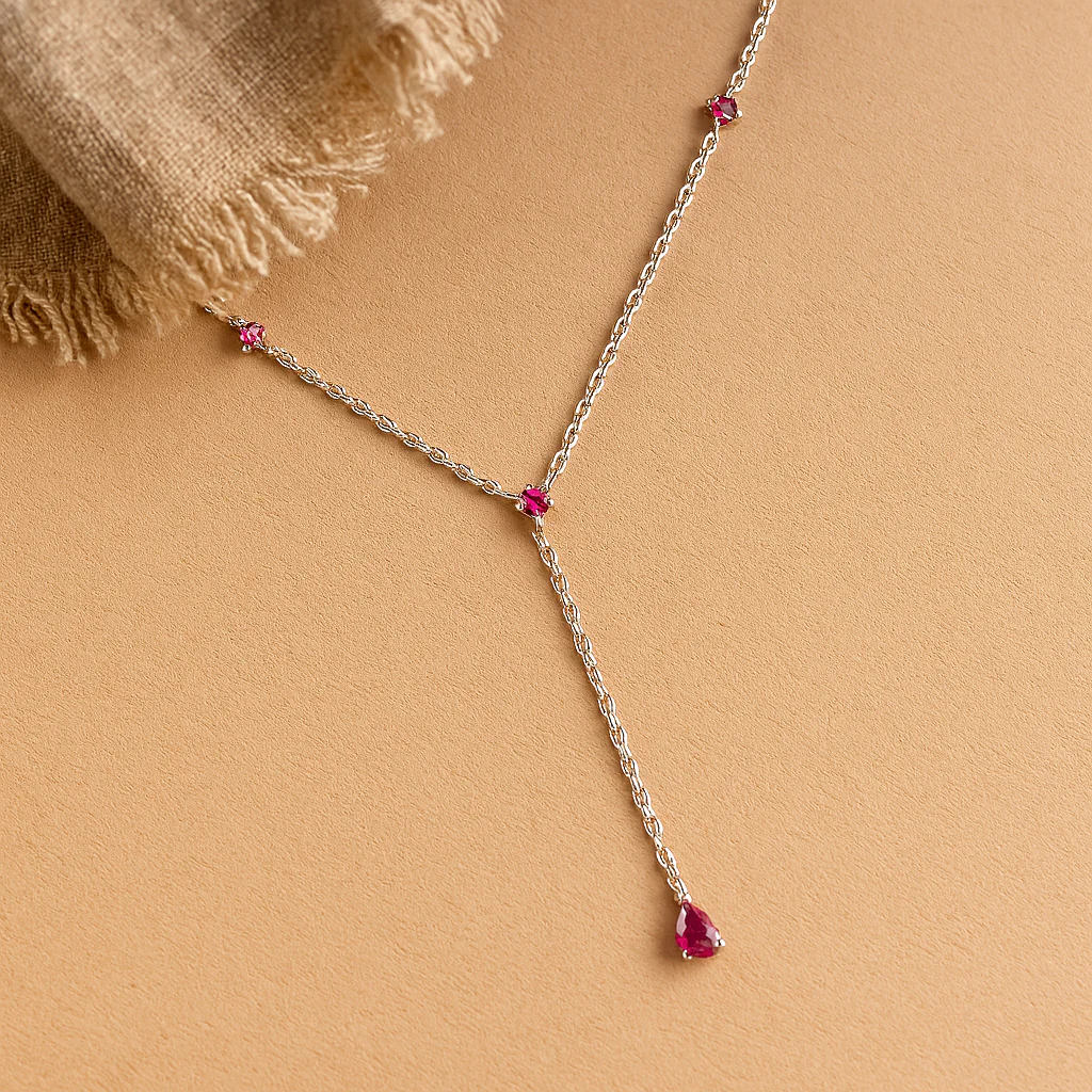 Ruby Lariat Necklace - Image 4