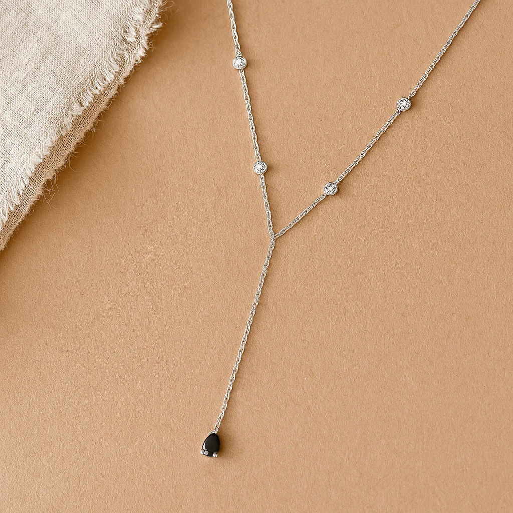 Sapphire Duet Lariat Necklace - Image 4