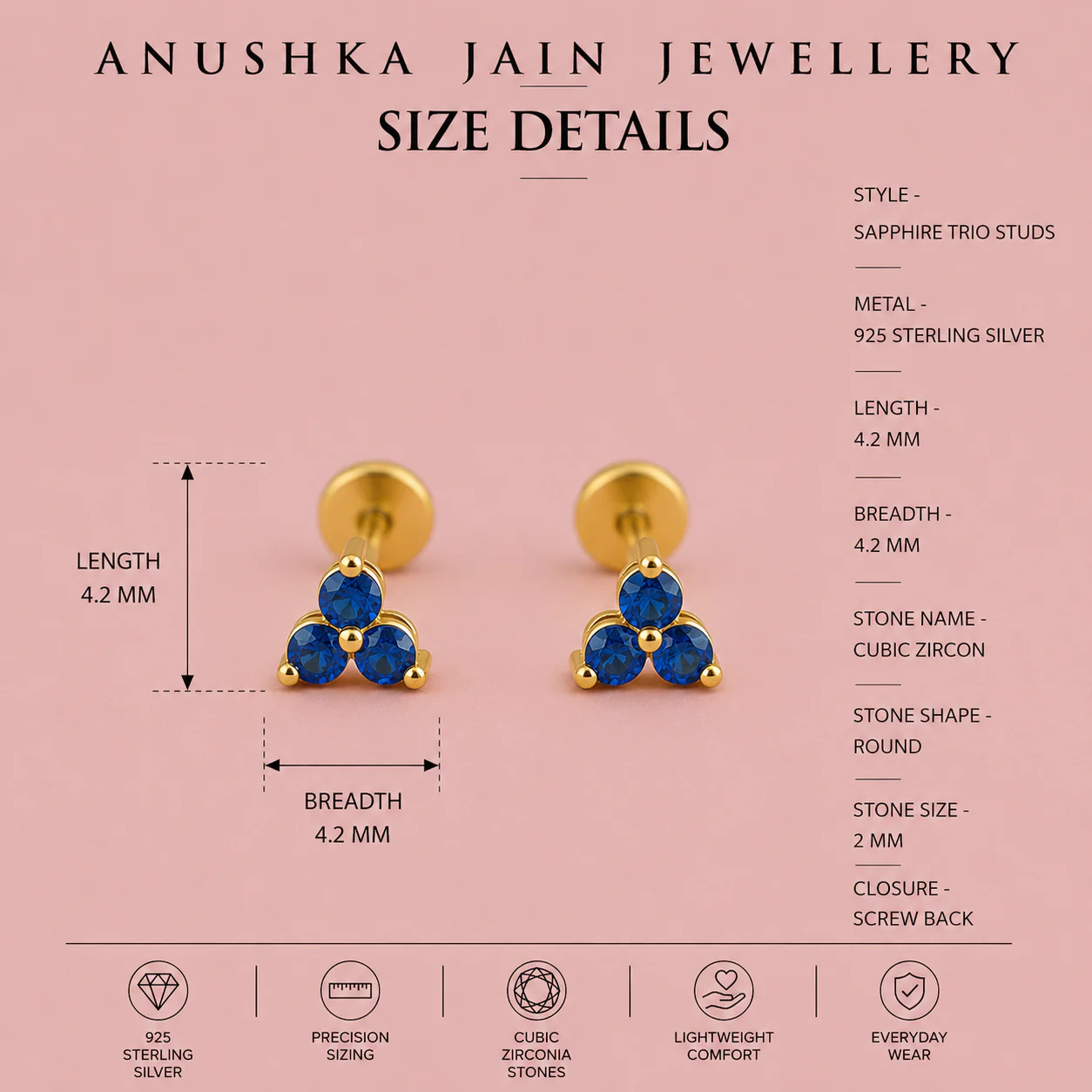 Sapphire Trio Studs - Image 6